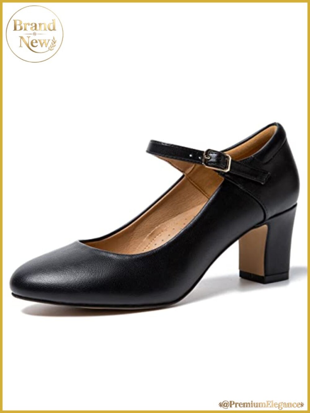 MAIERNISI JESSI Women's Mary Jane Pumps Block Heel Ankle Strap Buckle